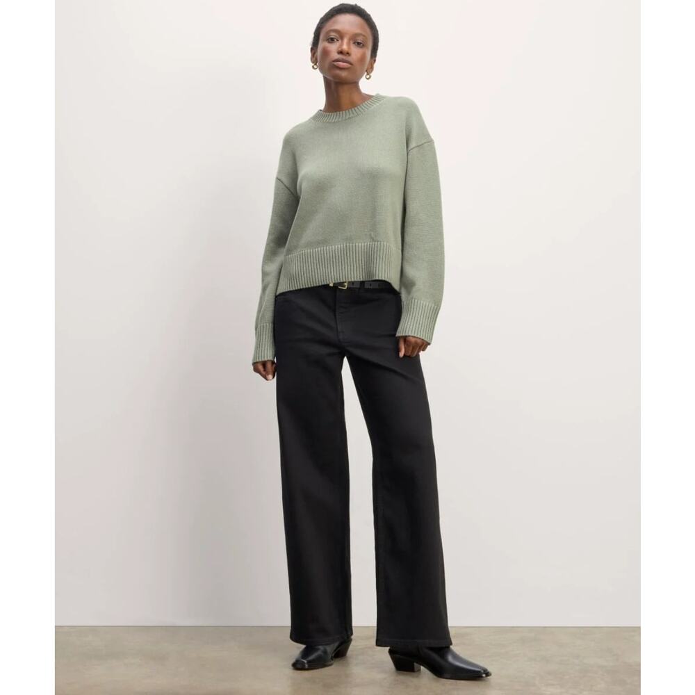 Everlane The Boxy Sweater Everyday Cotton Sage Green Small - Picture 15 of 15